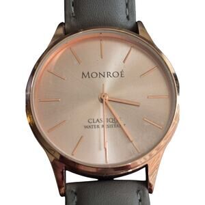 Monroe Ladies Mens Watch Classique Quartz Rose Gold Face Classic Minimal Style